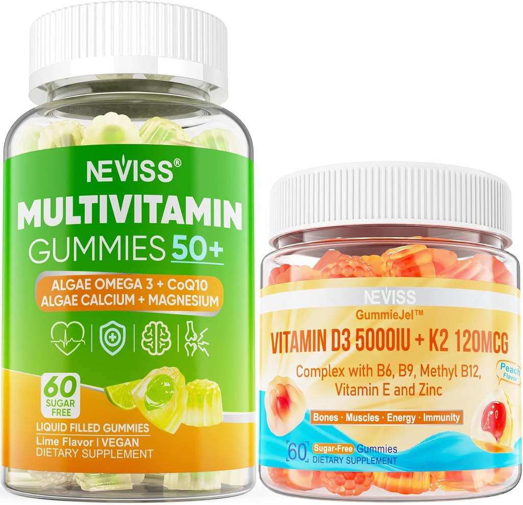 NEVISS Bundle - 妇女和Men 50+ 多维他命 1 包装 + D3 5000IU K2 120mcg