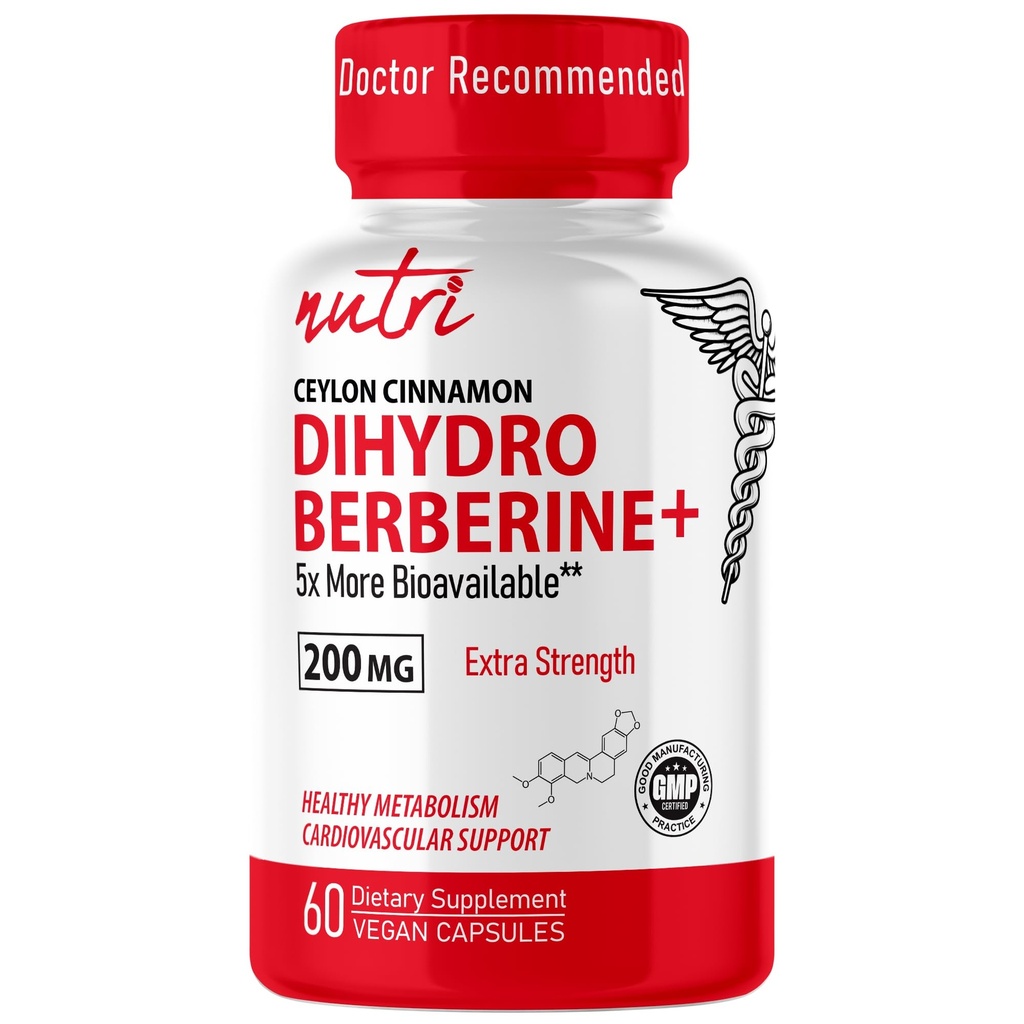 Nature's Fusions Dihydroberine Supplement 200mg 60 Capsules - 与锡兰锡桂, 5X 比普通柏柏林HCL - 努特里增殖