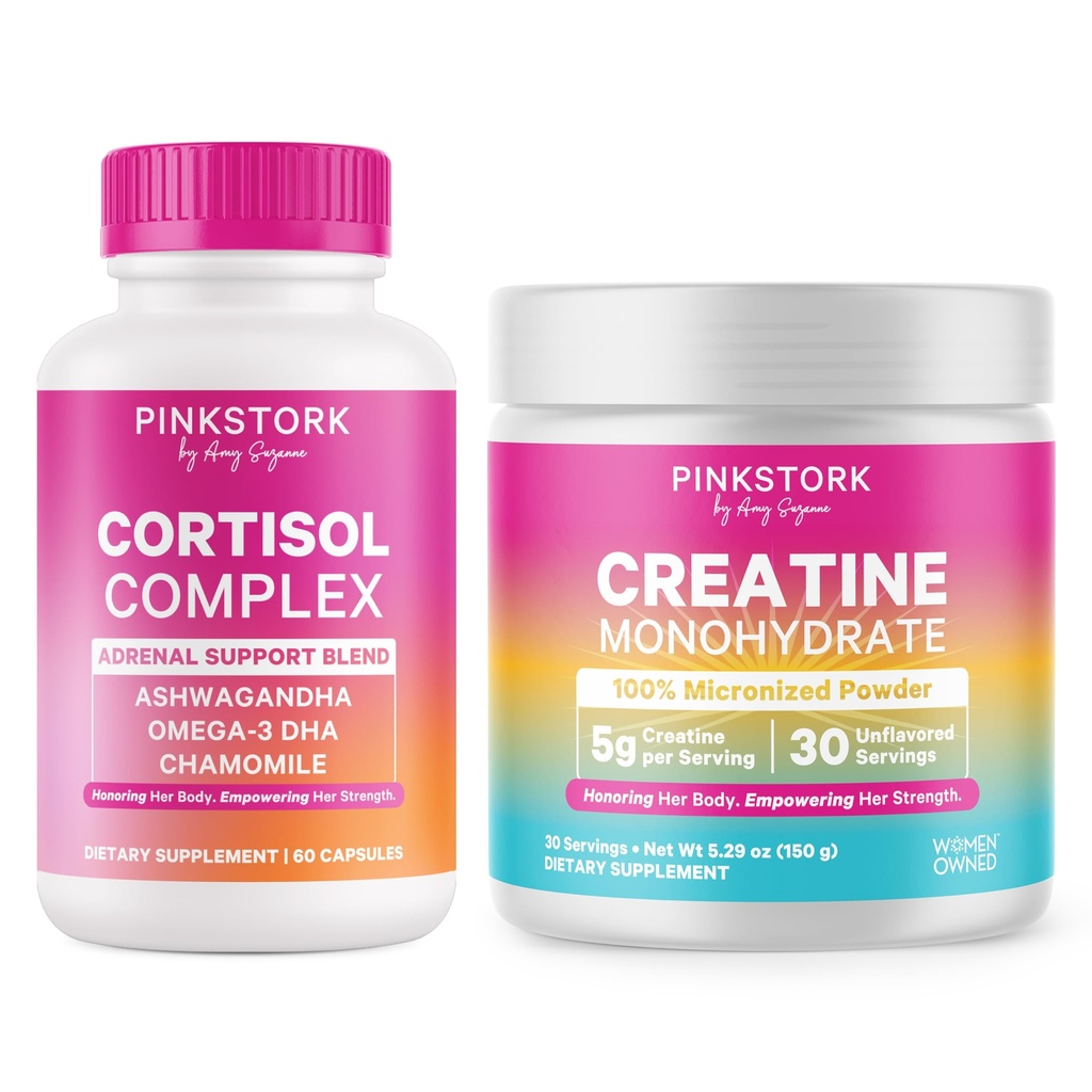 Pink Stork 妇女压力支持补充 | Cortisol 复合体,具有适应原体和水合单体