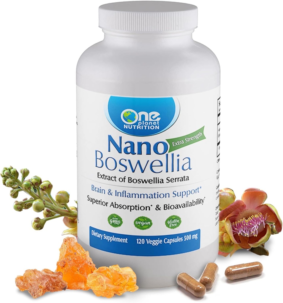 一种星球营养 Nano Boswellia 500 mg Veggie Capsules (120 services), Boswellia serrata Resin,支持脑健康认知功能,非GMO, Vegan, Gluten-Free