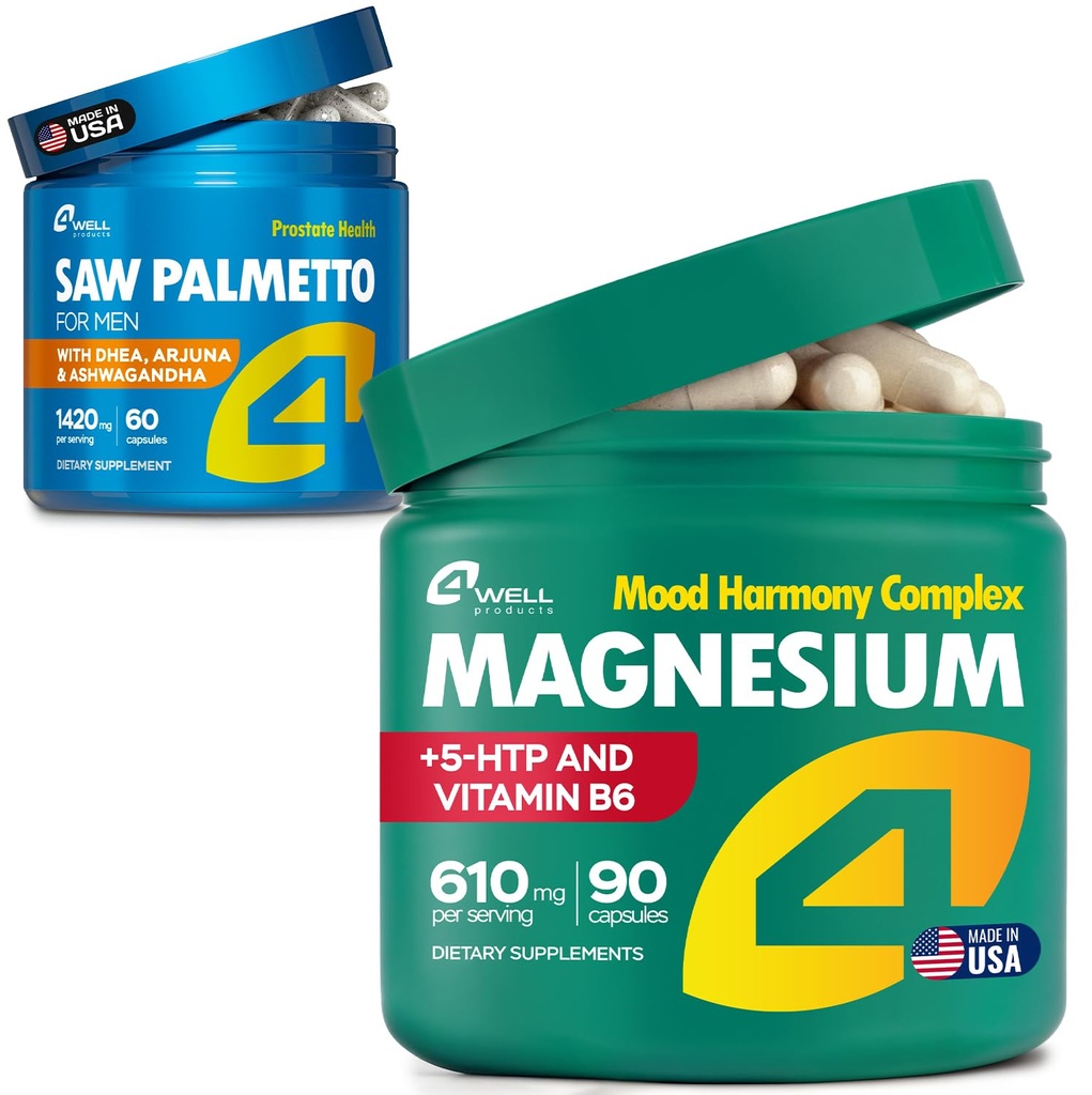 Saw Palmetto for Men, 60 Capsules + Magnesium Complex, 90 Capsules