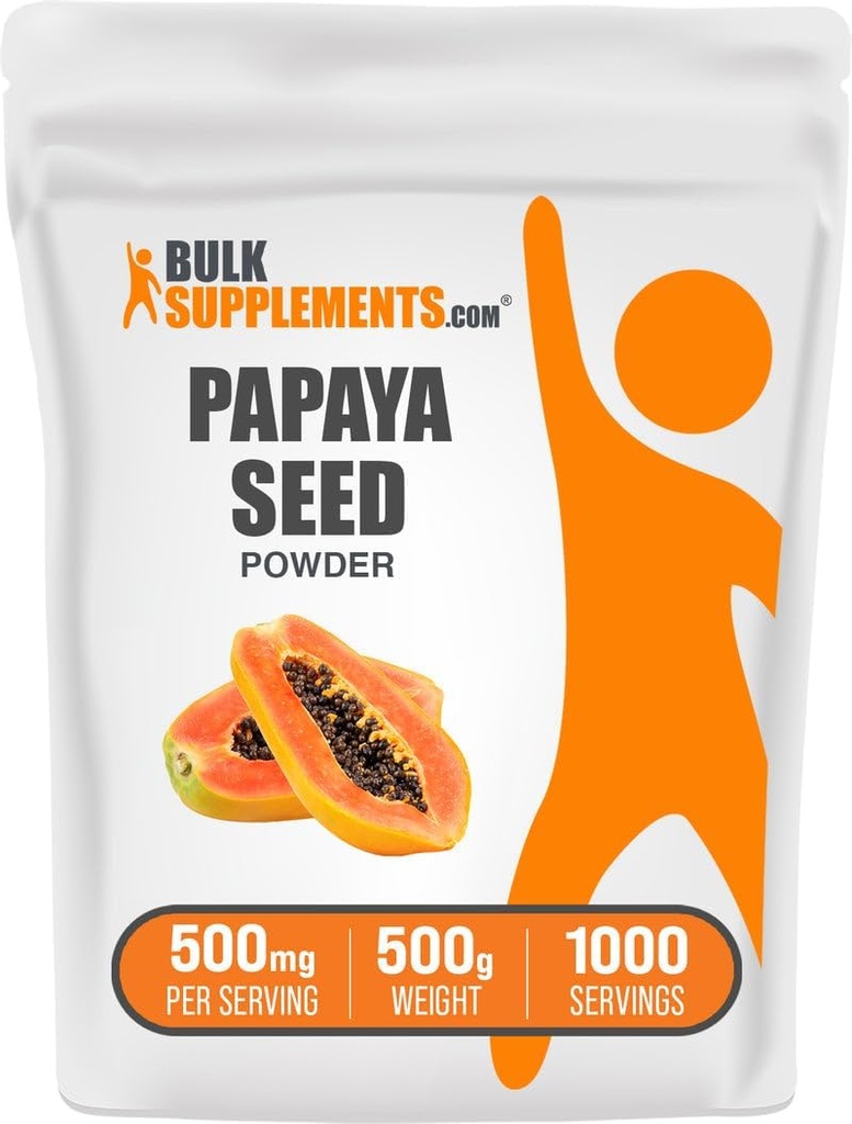 Bulk Assupports.com 木瓜种子粉 - Carica 木瓜种子,营养补充品,用于消化和固态支持 - Gluten Free,每服500毫克,500克(1.1磅)(包1)