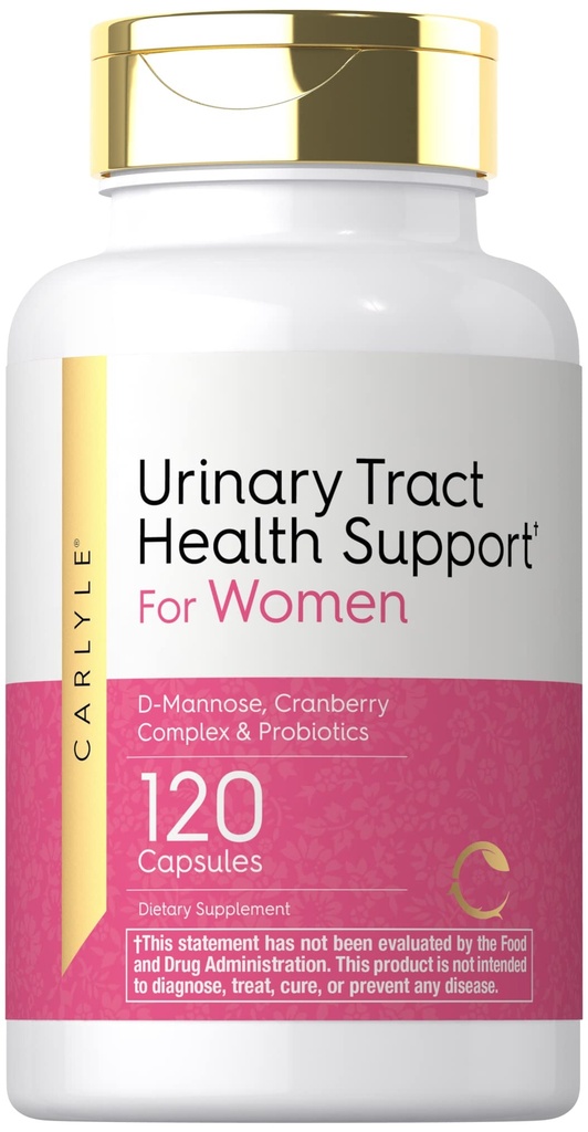Carlyle Urinary Tracts for Women 保健 120 Capsules 妇女救济 与D-Mannose、Cranberry Complex 和 Probiotics 合作 非GMO、Gluten Free