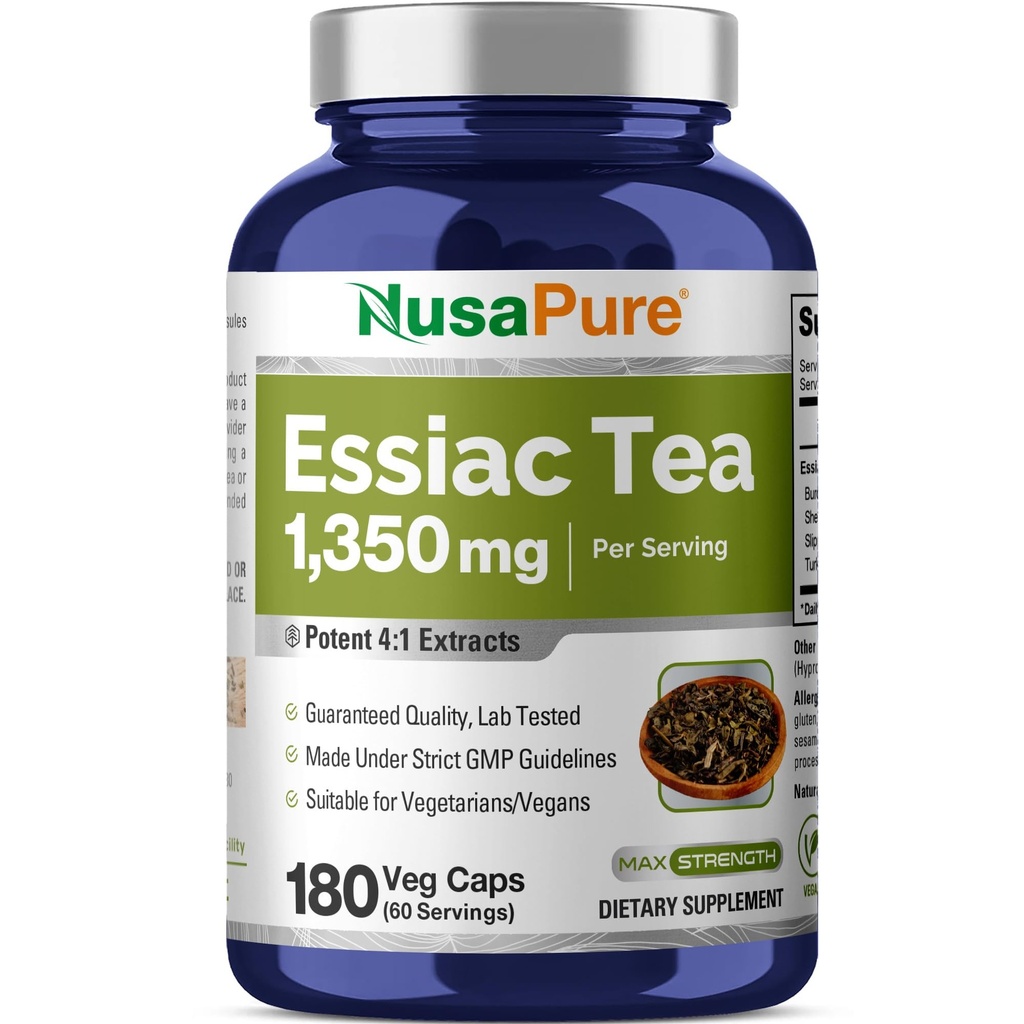 NusaPure Essiac 茶 1 350 mg 180 Veggie Caps (Vegetarian,非GMO)