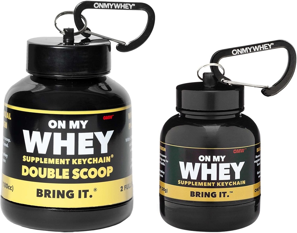 ONMYWHEY 蛋白质粉剂容器到去 - 混合水瓶漏斗,便携式预处理器补充容器和消毒器漏斗,小型预处理器补充器 持有键链瓶