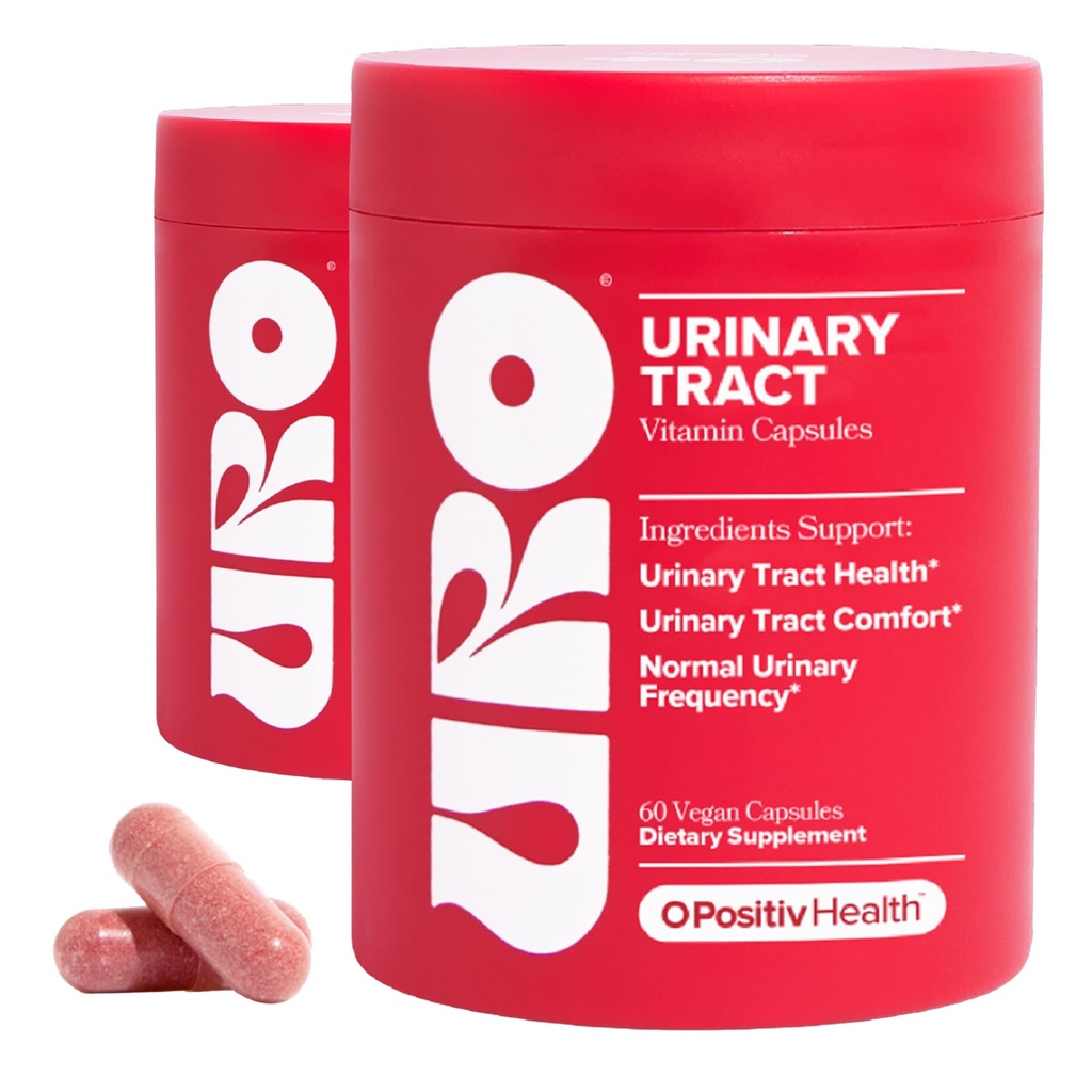 O Positiv URO 尿道切除女性健康补充,60 Counter (Pack of 2) - 尿道支持维生素与Pacran 完整 Cranberry 提取,D-Mannose, & Vitamin C - Vegan & Gluten-Free