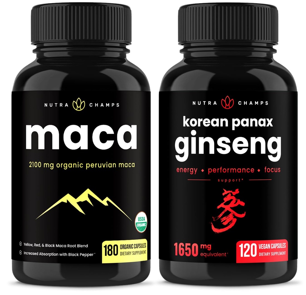 NutraChamps Maca 根卡普勒斯和韩国金森卡普勒斯 2 Pack Bundle