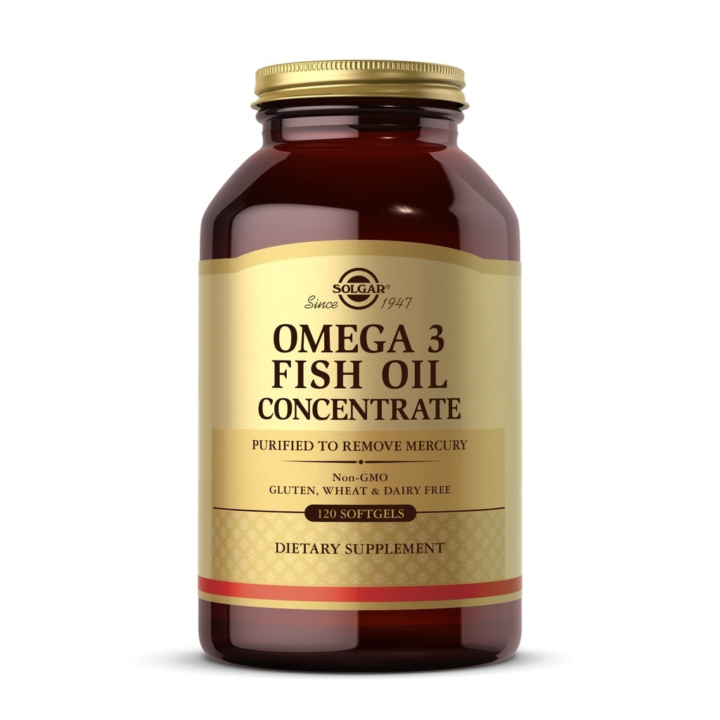 Solgar Omega-3 鱼油集中 -- -- 120软胶 -- -- 支持联合和代谢保健 -- -- 无糖、非GMO、乳制品 -- -- 60种服务