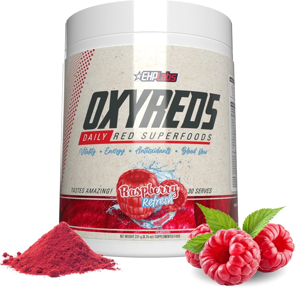 EHP Labs OxyReds 超级食品 Beets Powder - Nitric Oxide 补充品,有机甜菜根粉,消化健康免疫辅助品和预生,甜菜粉 - Raspberry 刷新品,30种服务