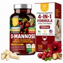 1号营养精品D 曼诺斯女性和男性补充[最大强度,1350MG] Natural D-Mannose with Cranberry, Hibiscus and Dandelion for Urinary Tract Health, 120 Counter