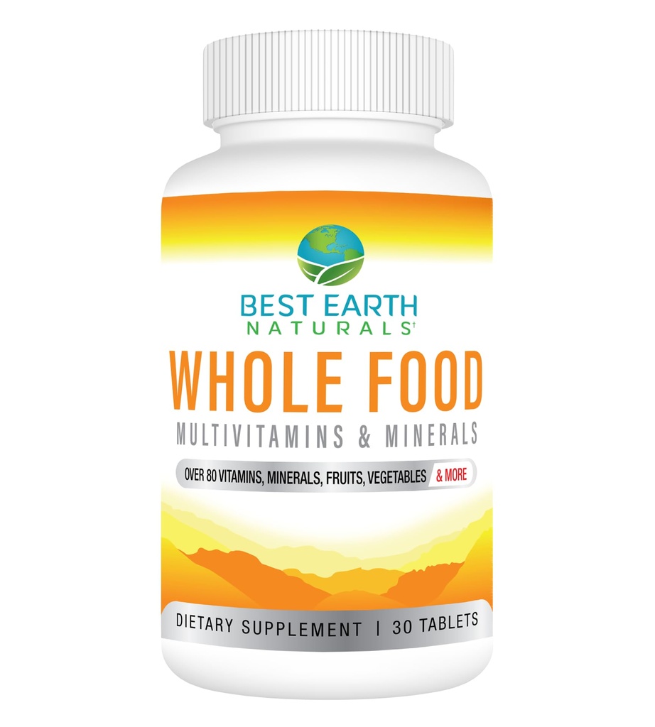 Best Earth Naturals 全食品 多维塔明和矿物 Vegan 配水果、蔬菜、Probiotic Blend 和 More, 30 Counter