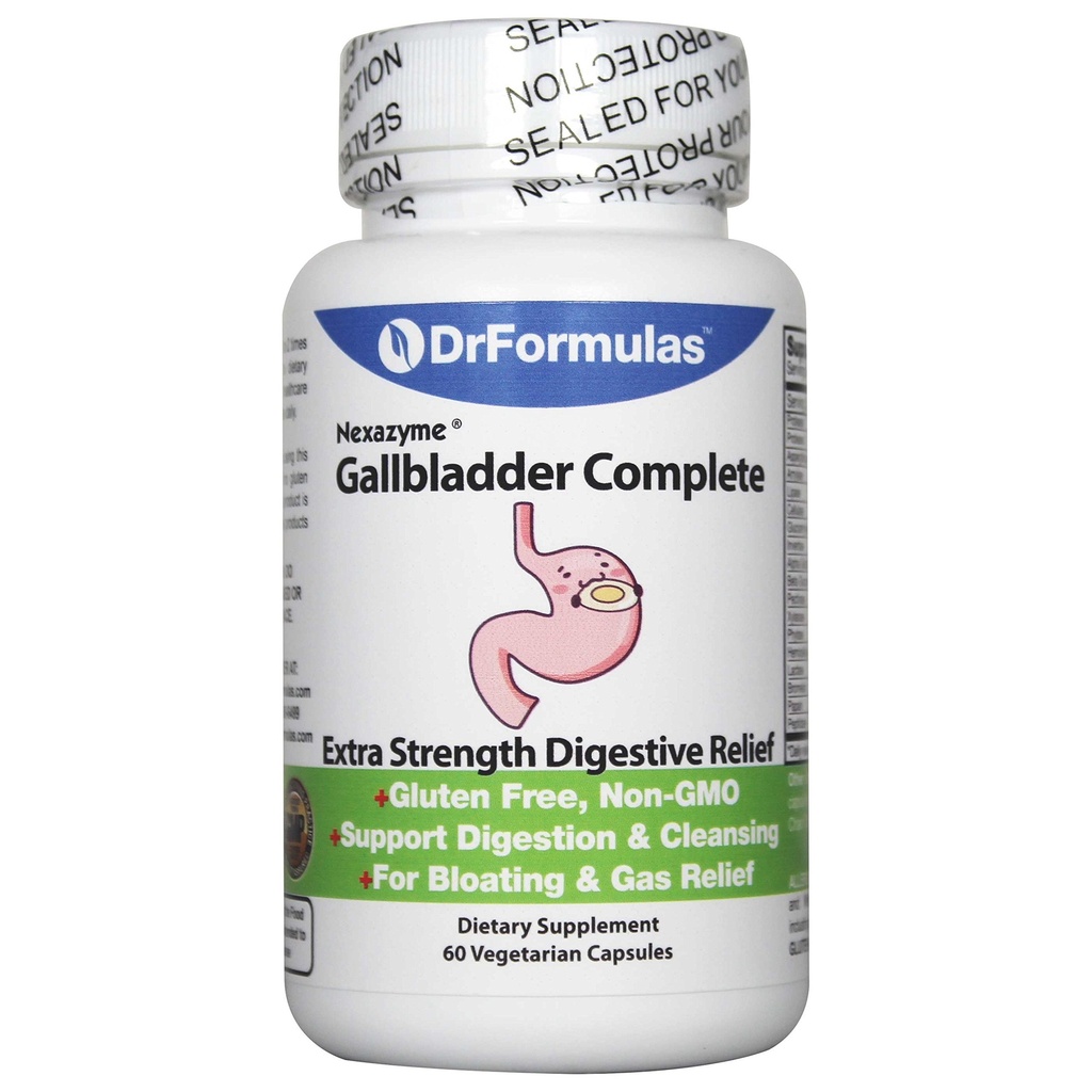 DrFormulas 18 支持Gallbladder 和 Pancreatic Enzymes 与Amylase, Protase, Lipase, Lactease, Cellulase, Bromelain 60 Capsules 的消化酶
