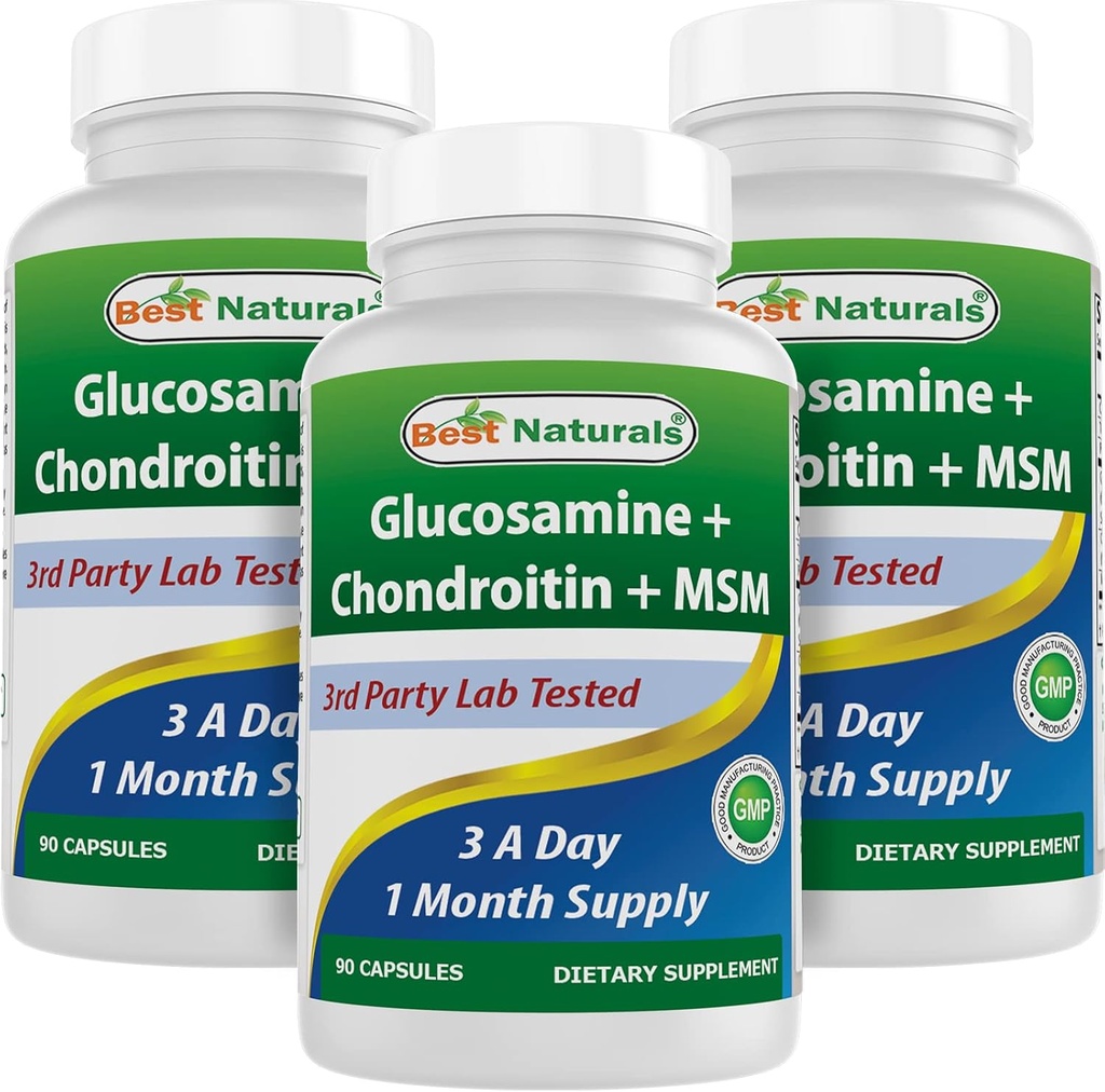 Best Naturals, Glucosamine Chondroitin MSM 补充品,每服2600毫克,90卡普尔(90个计数(3包))