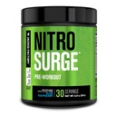 Jacked Factory NITROSURGE 工作前补充 - 能源助推器,即时强力增益器,清晰聚焦和密集泵 - NO 助推器和强力预处理能源粉 - 30 services, Blue Raspberry