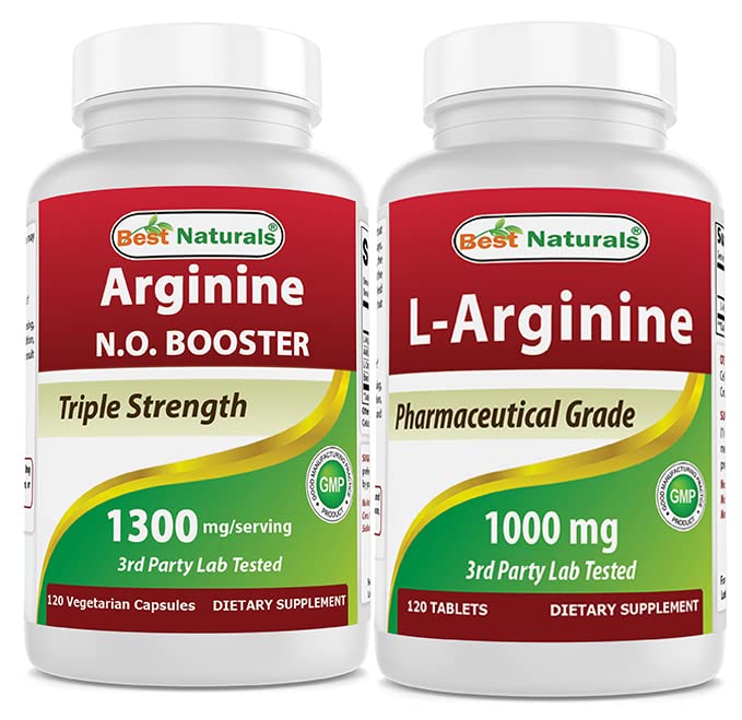 最佳自然剂 L-Arginine NO 助推剂 1300 mg & L-Arginine 1000 mg