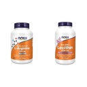 NOW 补充剂,L-Arginine 1 000毫克,硝氧化物前体*,氨基酸,120片和补充剂,Lecithin 1200毫克与天然磷脂酰胆碱,200软胶