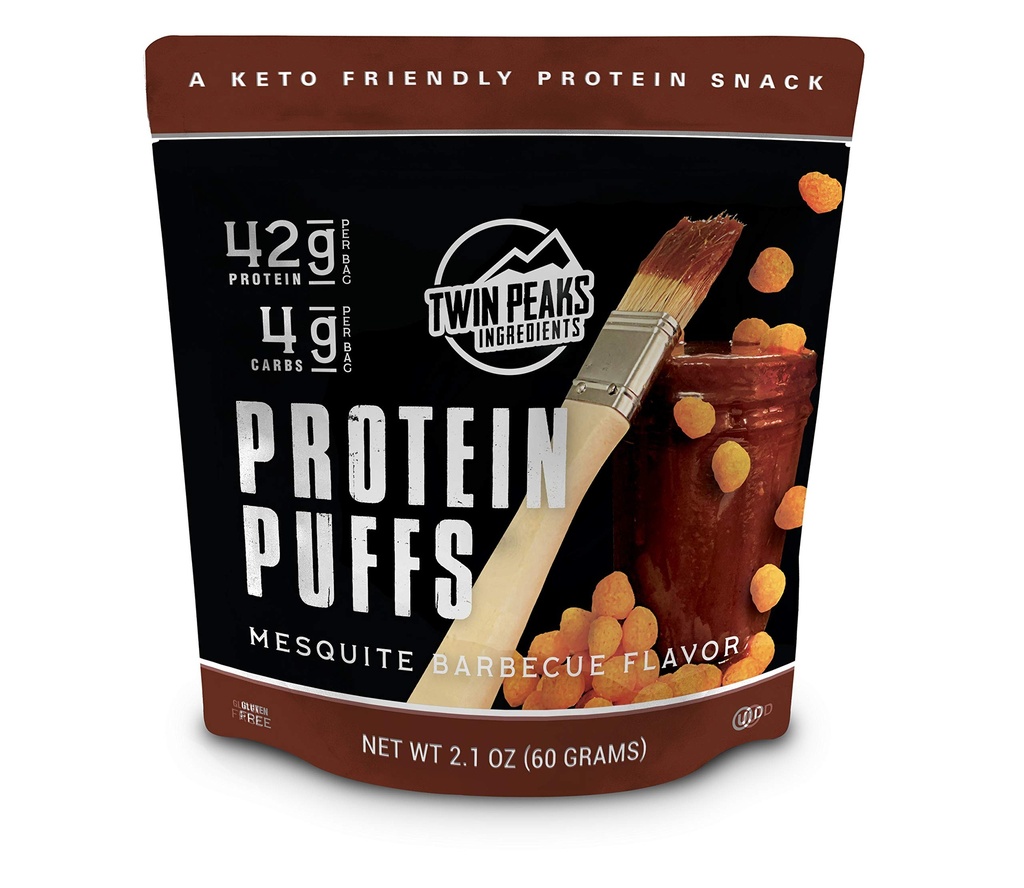 双峰低卡,Keto友好蛋白Puffs, Mesquite Barbecue 2 services, 3 Pack(60g, 42g 蛋白, 4g carbs, 120 Cals) 双峰低卡, Keto 友好蛋白, Mesquite Barbecue 2 services, 3 Pack(60g, 42g Protein, 4g carbs, 120 Cals)