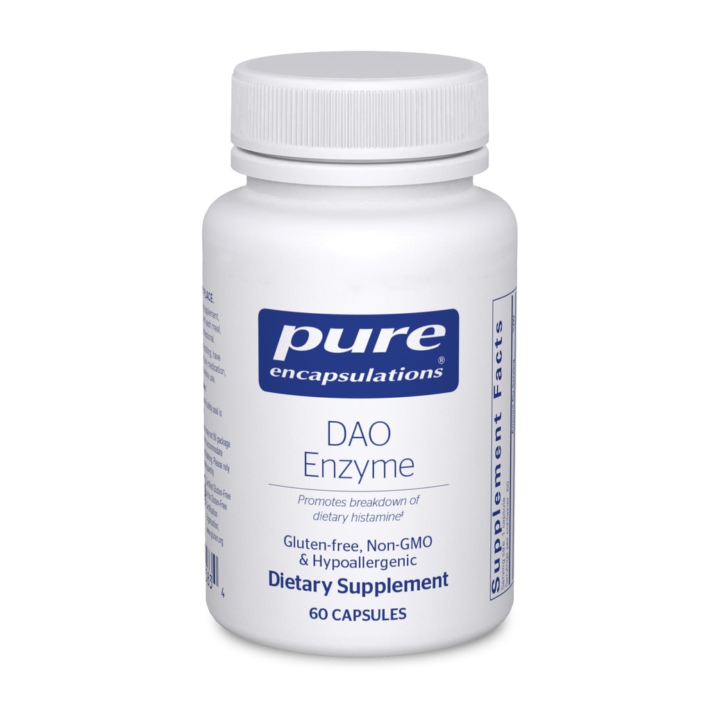 纯封装 DAO Enzyme - 异胺分解文摘支持补编* - 易消化不良和皮肤感知 * - 无过敏性健康补编 - 60 Capsules