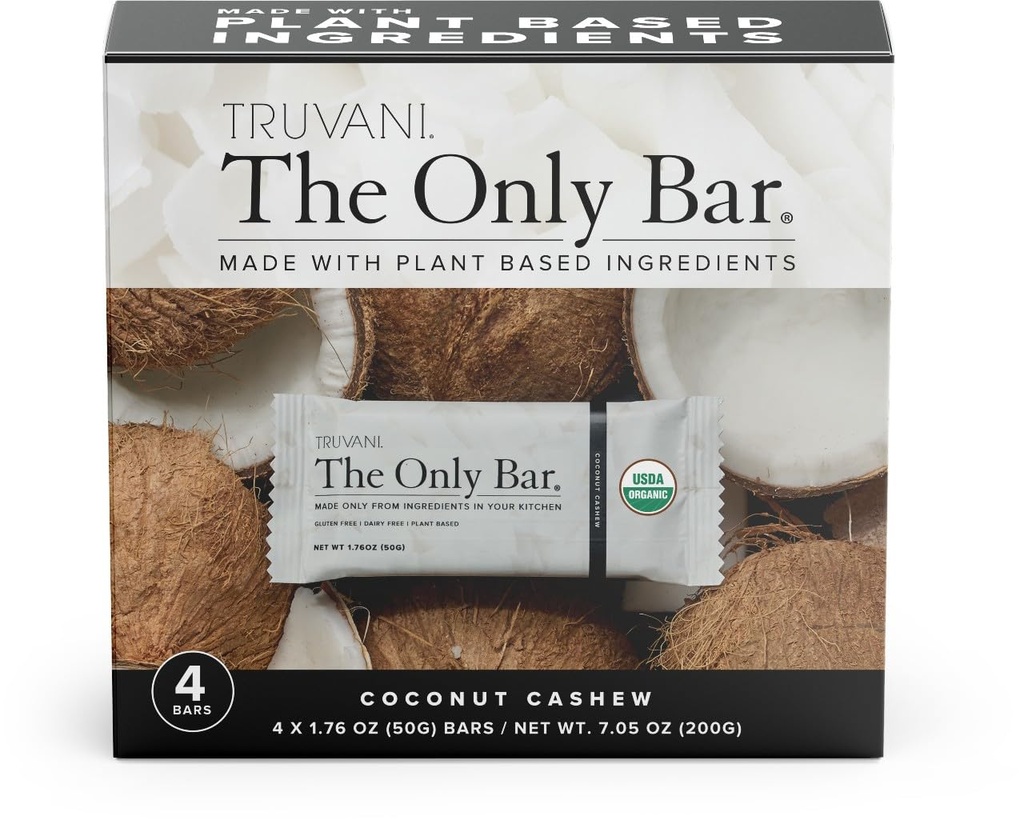 特鲁瓦尼工厂的草纸棒 椰子腰果4包 5克蛋白 USDA有机和Vegan 独家酒吧 奶业、大豆和Gluten自由 单独包装