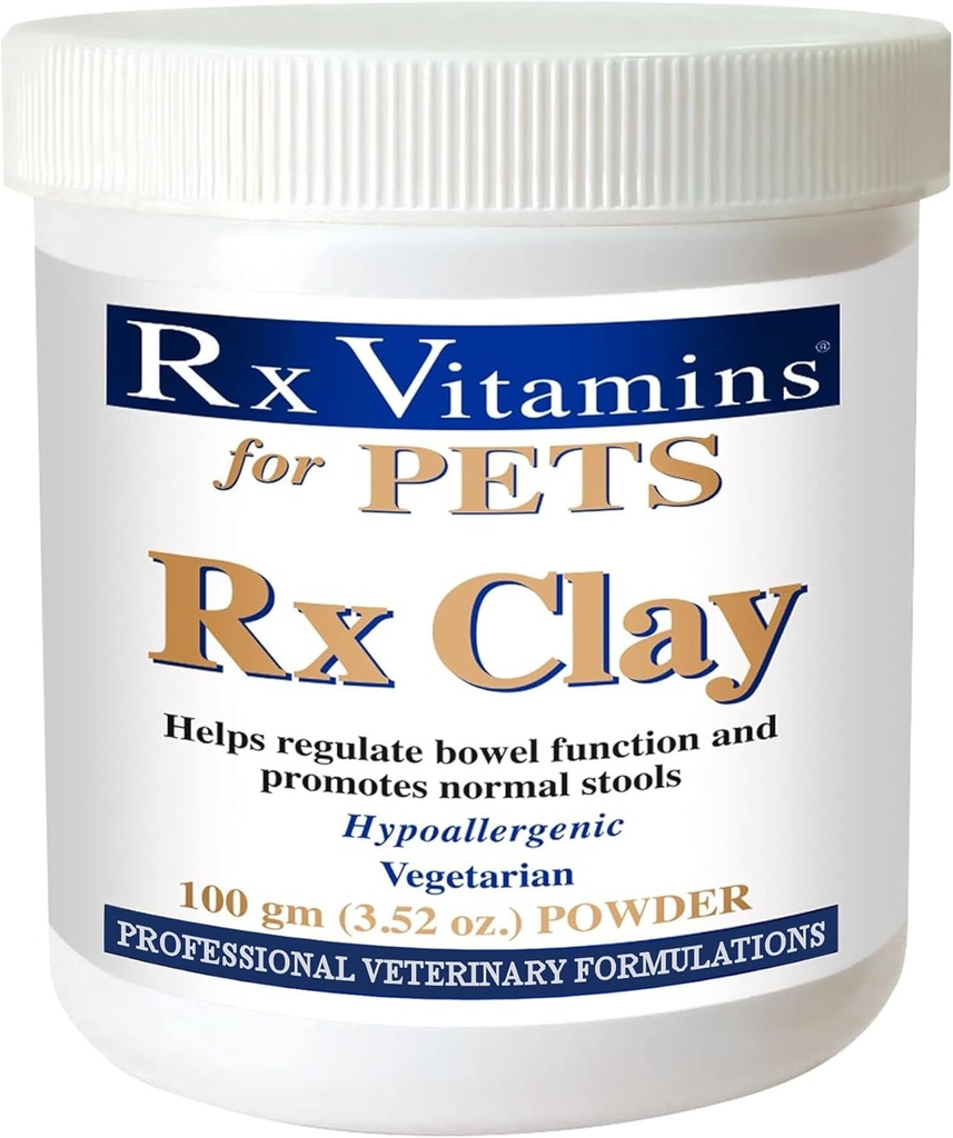 Rx维生素Rx Clay粉换宠物 - 狗和猫的抗毒气和抗腹泻 - 宠物消化健康与工具支持 - 猫和狗消除补充 - 3.52 oz.