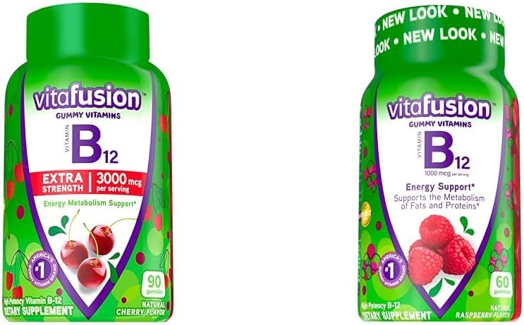 维他命维生素B12 谷米维生素 能源代谢支持,樱桃和Raspberry Flavored, 美国第一品牌,90和60