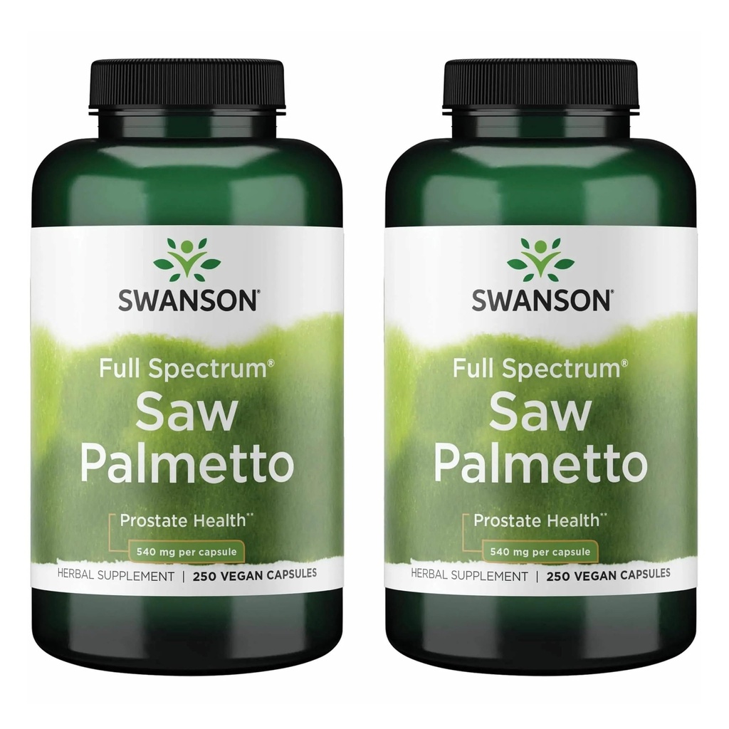 Swanson Saw Palmetto - 推广雄性前列腺健康支持的草药补充剂 - 天然头发补充剂和尿液健康支持(540毫克250卡普尔(2包))