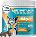 固体金狗 多维他命 - 软狗维生素 & 补充剂 Chews - 全心全意, Immune, Brain, Skin, Coat & Gut Health Support w/Vitamin C, B12, Probiotics & Antioxidants - Bacon Flavor 120ct