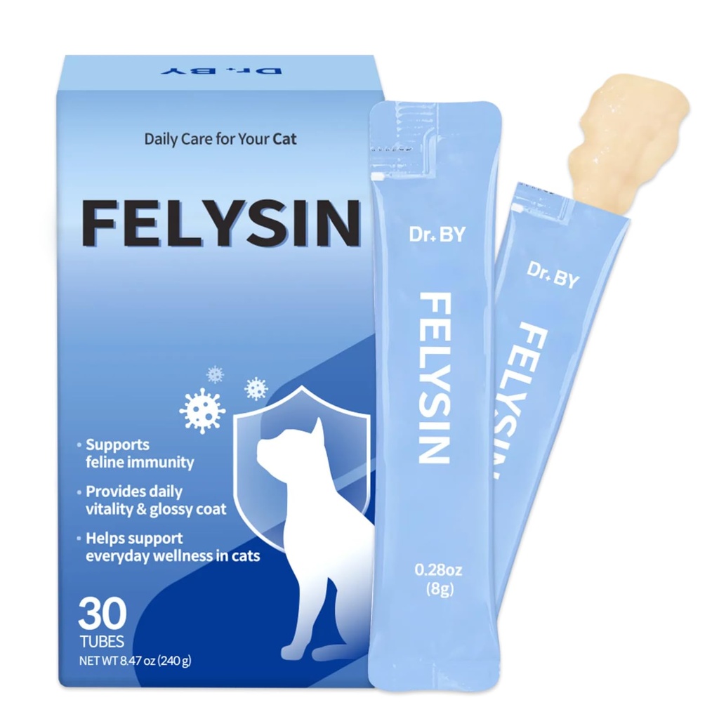 由FELYSIN L-Lysine为猫可舔性免疫支持补充过敏缓解,喷嚏,Runny Nose,寒冷,水眼呼吸健康 与Beta-Glucan & Taurine – 30个人包装