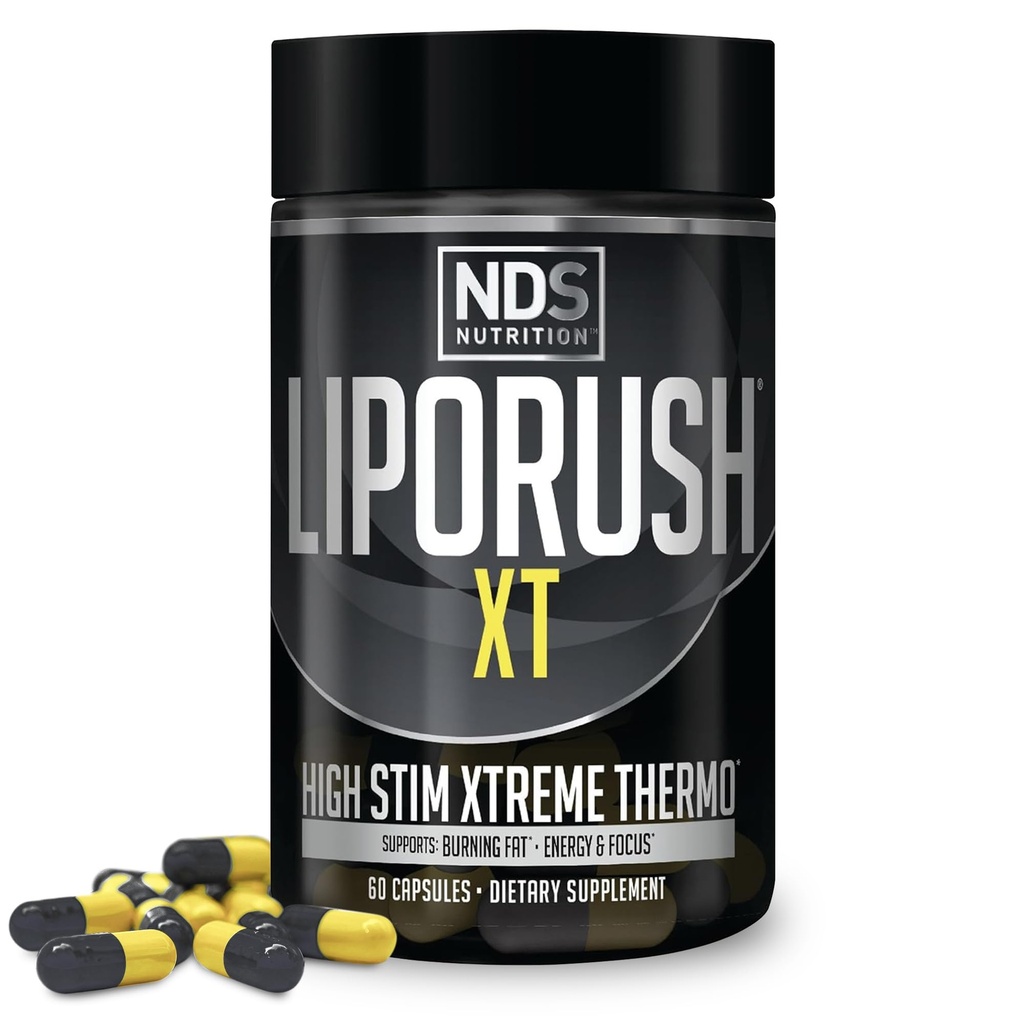 LIPORUSH NDS 营养XT - 超集中热能 与L-Carnitine & Teacrine 用于洗发脂 - 支持最大能量,焦点,卡罗里燃烧,二尿酸,Appetite控制(60 Capsules)