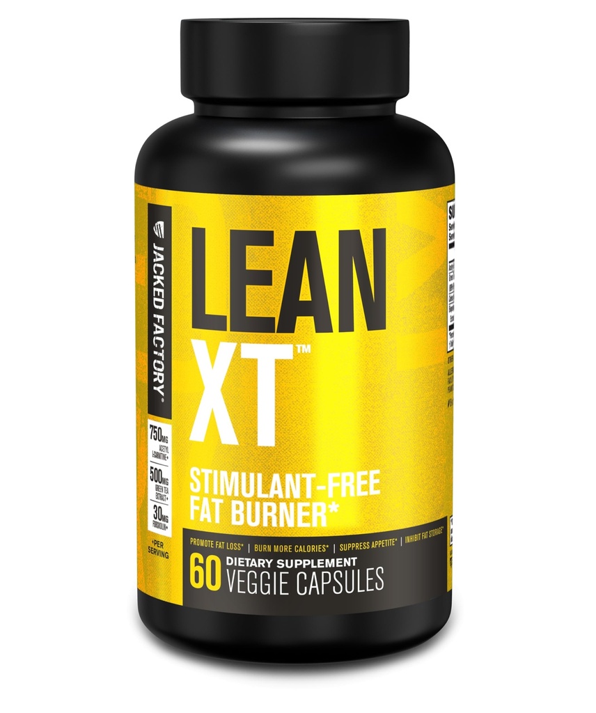 Jacked Factory Lean-XT Cafeine Free Fat Burner - 非兴奋剂重量损失补充剂, Appetite 抑制剂和代谢剂促进剂 | Acetyl L-Carnitine, Green Tea Excert, Forskolin - 60 Natural Edital Pills