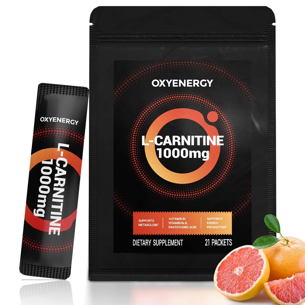 氧化能源液 L-Carnitine 补充剂 1000mg - 每日使用温柔,零卡路里,无糖,无刺激脂肪燃烧和耐力助推器,21个上行个人液态棒
