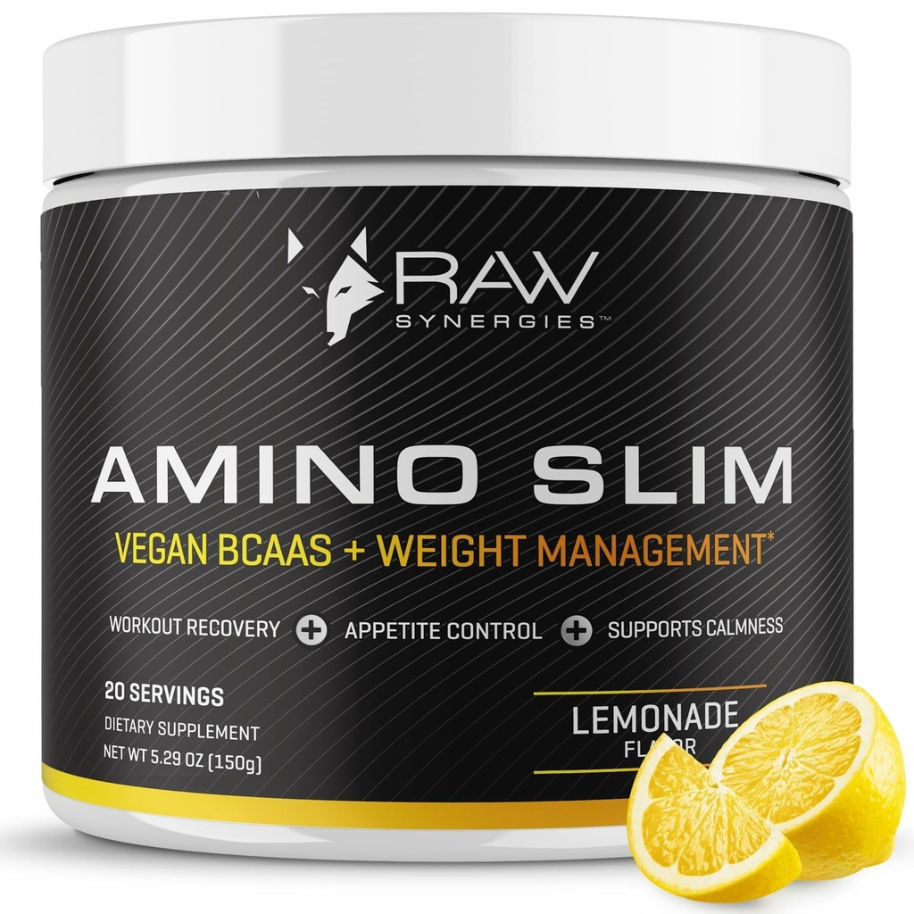 RAW 协同作用 氨基糖 Slim - 代谢和思维饮食支持的积极生活方式补充 - 肌肉和能量支持 - 无糖和维加大脂 - 柠檬汁 - 20种服务