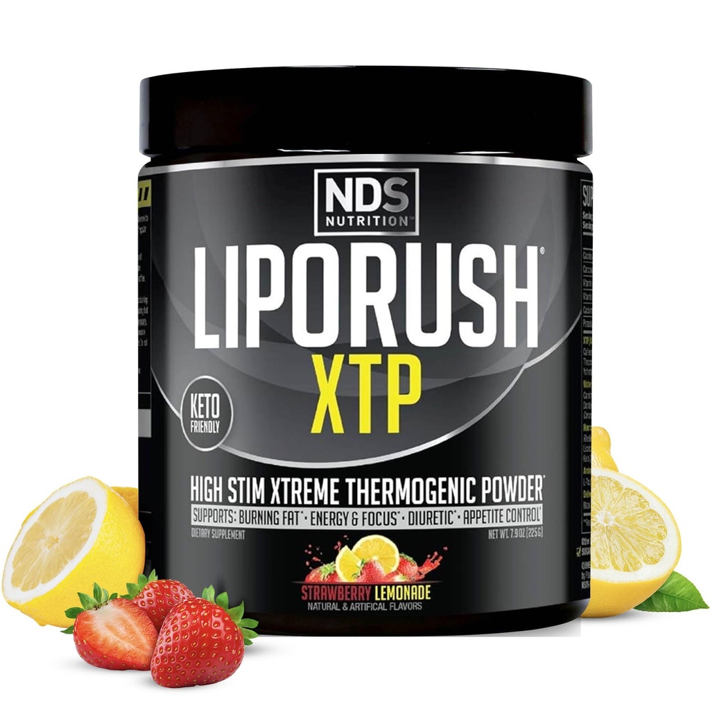LIPORUSH NDS 营养 XTP 含L-Carnitine的热能脂肪燃烧器 - 能量,焦点,和Appetite控制 - 极端热能脂肪燃烧粉脂重量损失 - 草莓柠檬汁(45种)