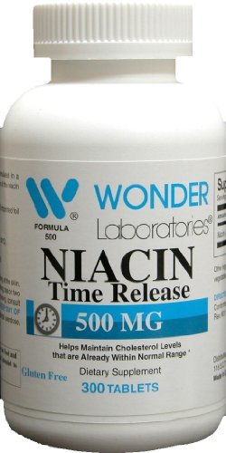Wonder Laboratories High Potancy Time Release Niacin (维生素B3) 500 Mg 300 Tablets Non-GMO, Gluten Free Supplement 互联网档案馆的存檔,存档日期2013-12-02.
