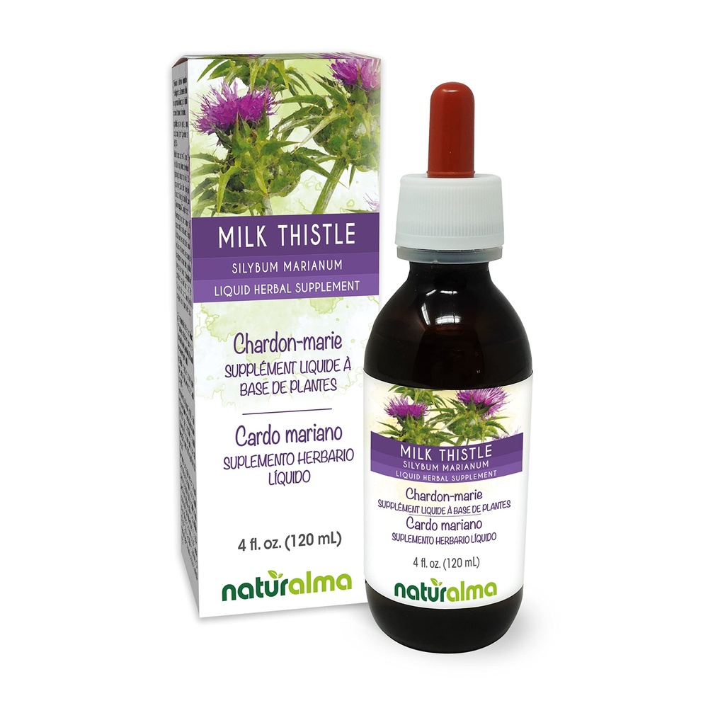 Naturalma Milk 硝酸盐(Silibum marianum) 水果和无酒精药草 丁香 - 4 fl oz 液体在滴液中的提取 - 草药补充 - Vegan