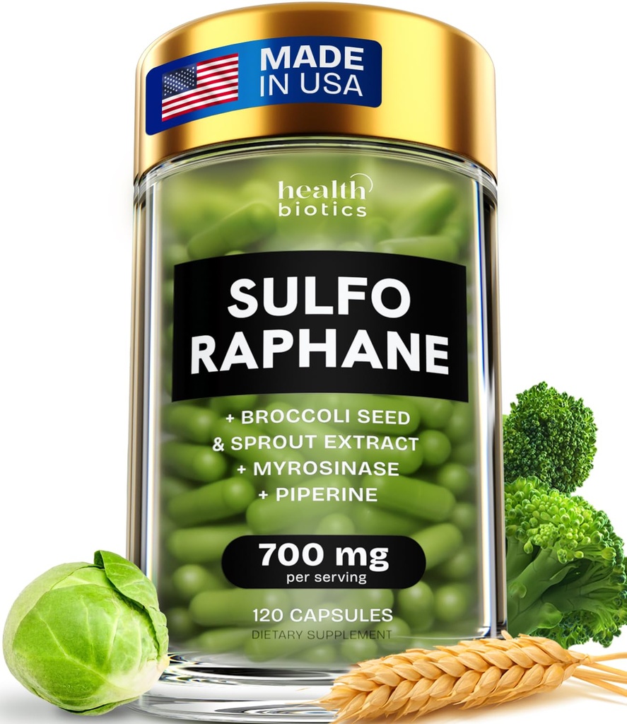 Sulforaphane 补充 有机椰子芽 | 固化 硫for 由 Broccoli Florets 和种子 | 有机硫 Supplement 补充 120 Pills | 1 Pack