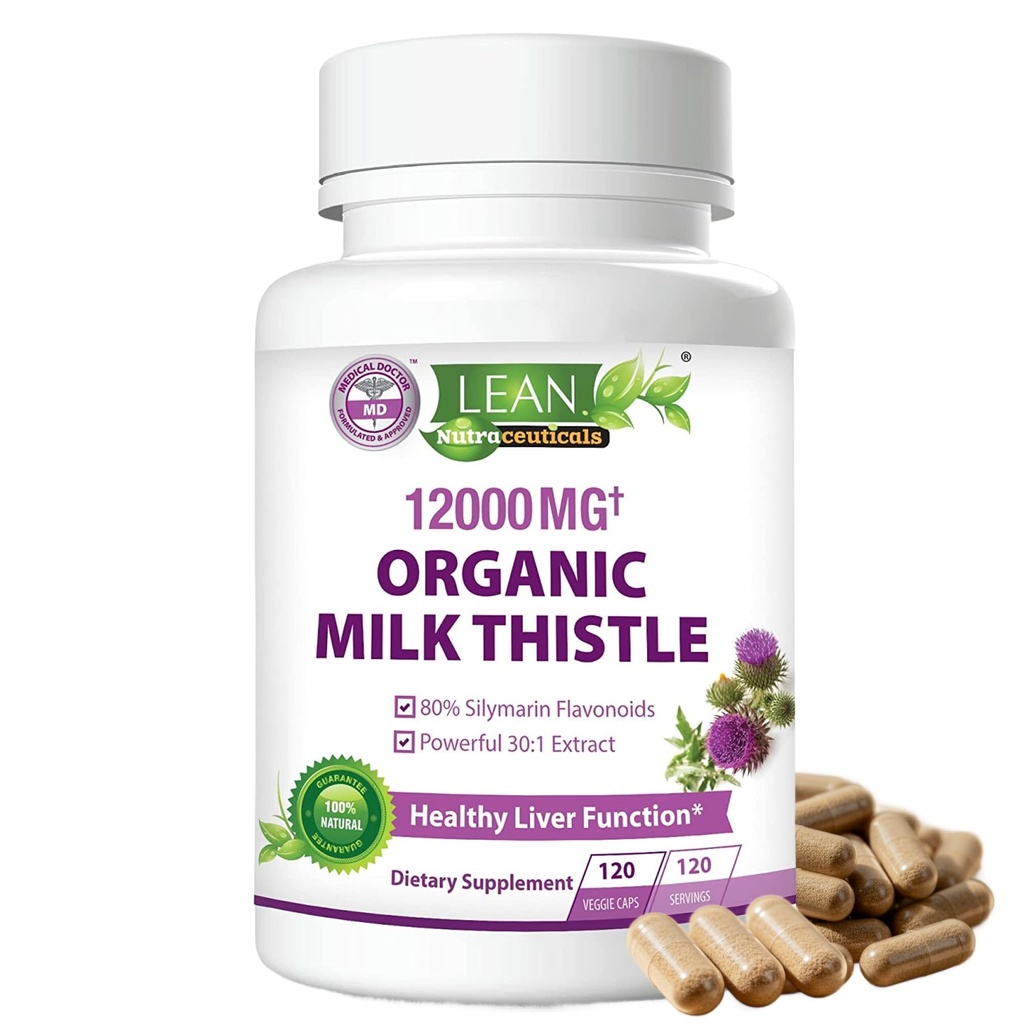 Milk Thetle Liver Cleanse Detox & Reference Support Official Supplements, 12000 Mg 120 Day 30X 种子提取与西利玛林,MD 超级超草药 肾上腺增生援助 健康配方药,120 Capsules