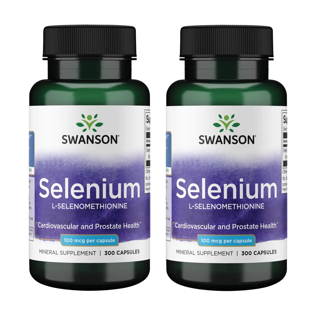 Swanson Selenium(L-Selenomethionine) - 草药补充剂促进心脏健康与前列腺健康 - 可能支持免疫系统和甲状腺健康 - (300卡普尔,每包100毫克)