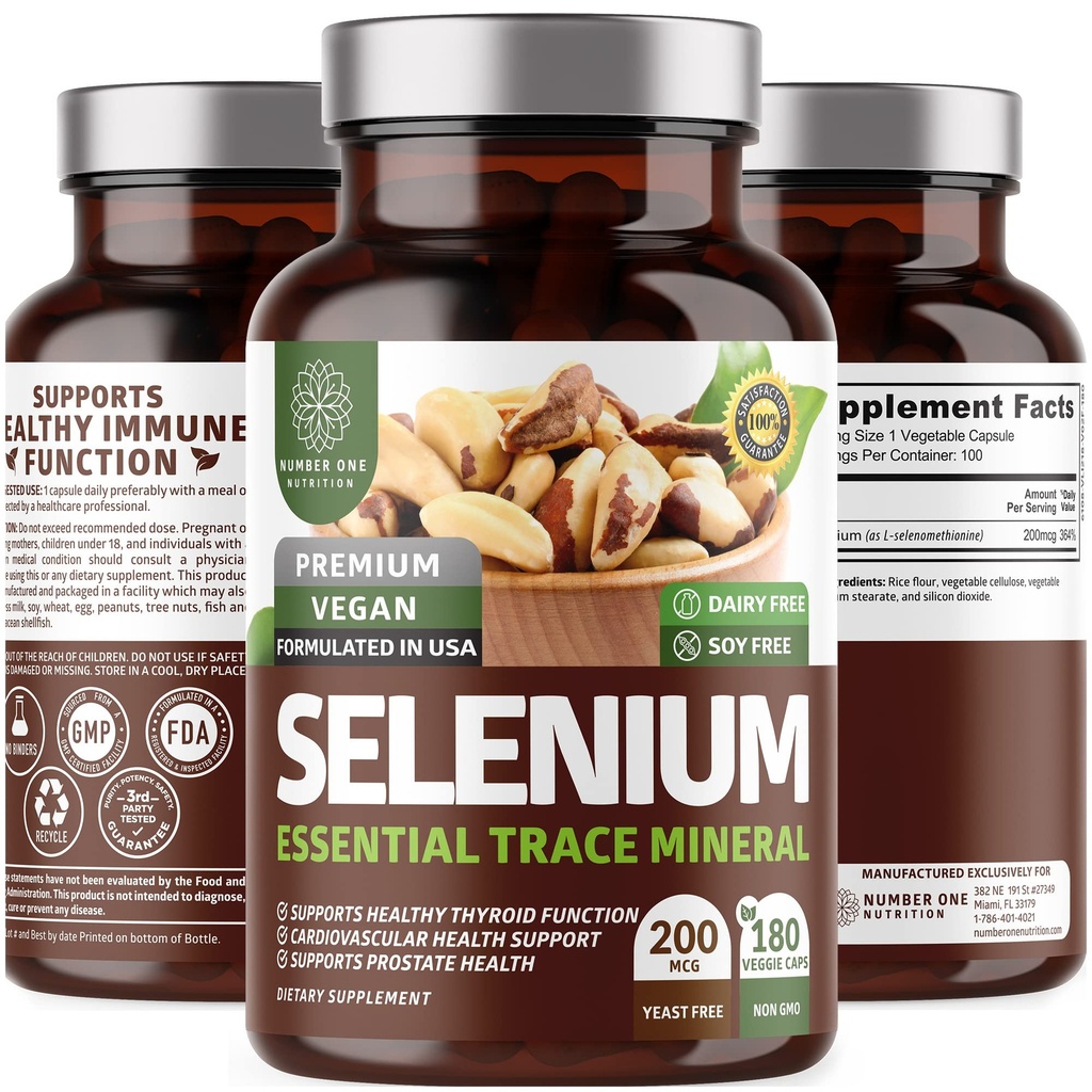 N1N Premium Pure Selenium [200MCG, Max 吸收] 支持豁免和前列腺功能的基本轨迹矿物,180 Veg Caps