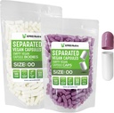 XPRS Nutra Vegan 大小 00 分离的顶盖 - 500 个在袋中分离的 Premium 空顶盖 - 00 空顶盖用于 DIY 补充填充( Lavender/ White)