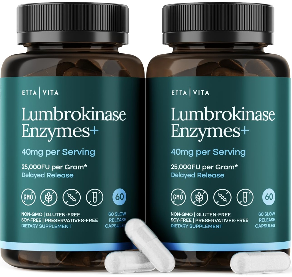 Potent Lumbrokinase 补充(120 services) 40mg/Servicing(Max活动-80万个单位) - Lumbrokinase Enzymes for Energy Support, Digestion, Cognition & Gut Health - 类似于Nattokinase