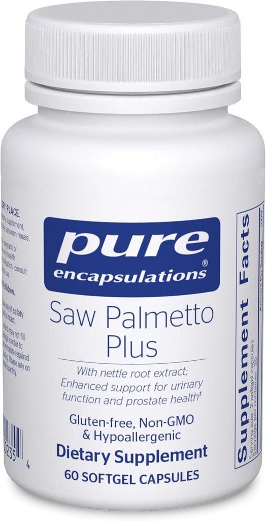纯封装 Saw Palmetto Plus 与 Nettle 根提取支持 Urinary 函数 QQ 60 Softgel Capsules