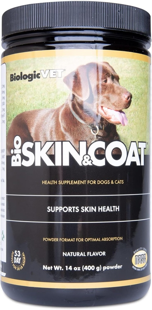 Flora - BioSKIN & Coat 公式 - 对食物不适的宠物的椒猫和狗补充物 - 提供免疫支持 - 含有生物锡、锌、溴和更多 - 14 oz。