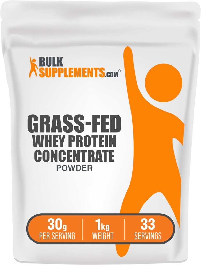 Bulk Assupports.com 草药Whey蛋白粉 - Whey蛋白凝聚粉 - 无味和Gluten Free,每服30克,1kg(2.2磅)(包1)
