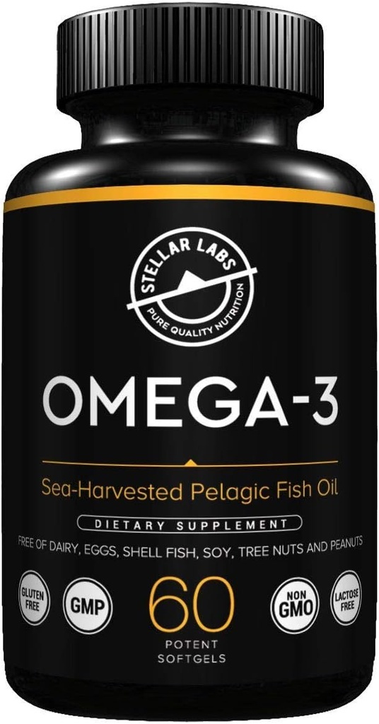 Stellar Labs Omega-3 鱼油补充剂-60 CT 低FODMAP 核证