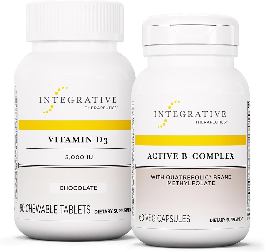 配有活性B-Complex,60 Capsules & Vitamin D3 125 mcg,90 Chewables - 支持能量代谢的活性B-Complex * - 支持骨质健康的维生素D3*