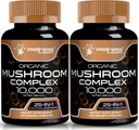 WellNESS LABSRX 蘑菇增产 10:1 节选,蘑菇复合型 Capsules 1000mg,狮子马恩增产 与土耳其的Tail, Cordyceps, Reishi - 2 Pack
