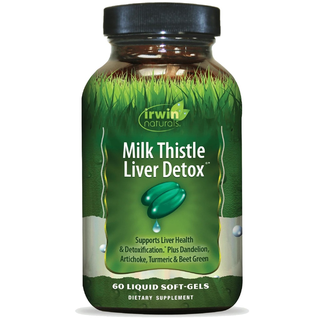 Irwin Naturals Milk Thetle Liver Detox - 60 Liquid Soft-Gels, 支持与丹德利翁, Artichoke, Turmeric & Green Beet Root - 30 总服务量