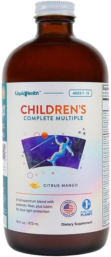 儿童全液多维素(LIQUIDHEALTH) 儿童、托德勒人——基本维生素、营养素和矿物、免疫支持、古特健康——美国制造、维冈、非转基因生物、无糖(16 oz)