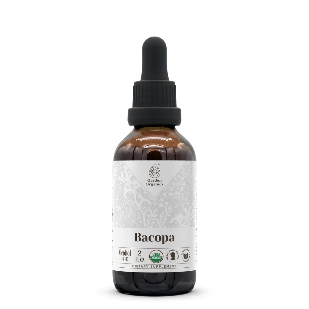 Bacopa USDA 有机 QQ 无酒精提取,有机草药滴, 补充, 放松, 阳性认知效应 QQ 由100%有机Bacopa(Bacopa Monnieri)制成 干草药 2 oz